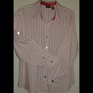 Chico's White with Red Pinstripe Shirt, Sz XL/3
